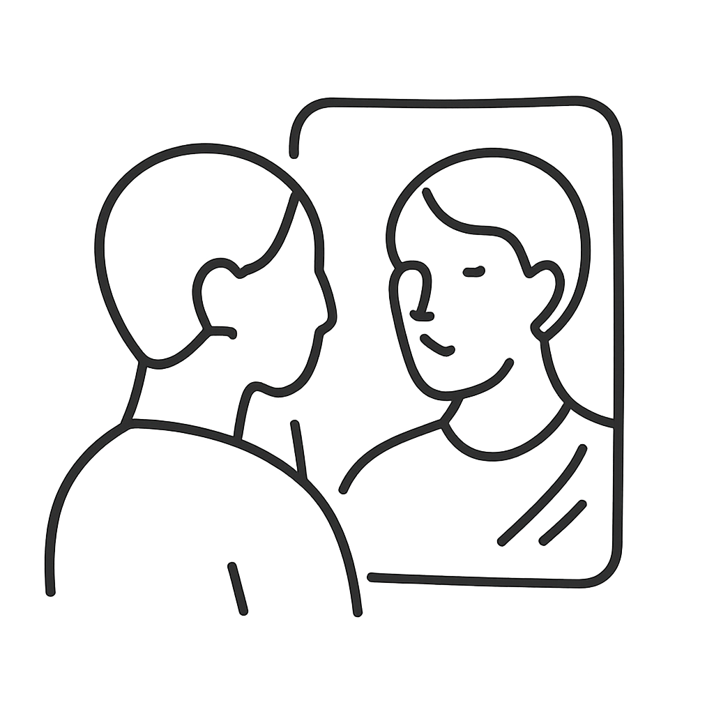 Illustration of two people speaking to each other with a light background.